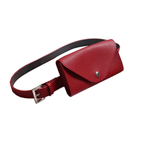 VALICLUD PU Rot Mini Gürteltasche Damen Kleine Envelope Phone Bag mit Abnehmbarem Gürtel Leichte PU Hüfttasche für Schlüssel Karten Lippenstift und Smartphone Praktische Handtasche für von VALICLUD
