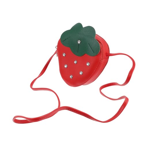 VALICLUD PU Umhängetasche Erdbeer Design Kleine Mädchen Geldbörse Große Kapazität Praktische Handtasche Rot Modisch von VALICLUD