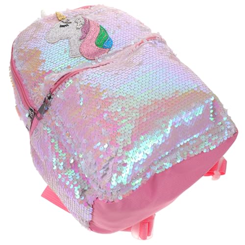 VALICLUD Einhorn-Rucksack Mit Pailletten Für Mädchen Glänzendes Design Leichter Schulrucksack Mit Metallreißverschluss Für Einkaufen Und Tagesausflüge von VALICLUD