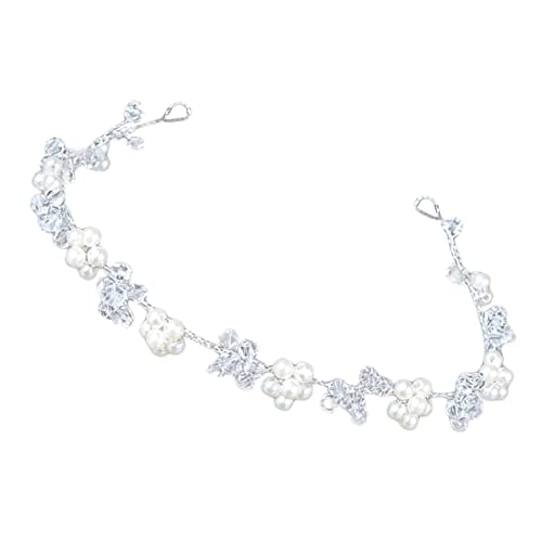 VALICLUD Perlen Haarreif mit Blumen und Kristallen Handgefertigtes Braut Haarband mit Zartem Strass Schmuck Haarschmuck Accessoire für Hochzeit Party und Festliche Anlässe von VALICLUD