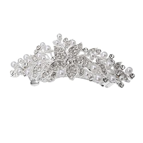 VALICLUD Perlen Haarspange mit Funkelnden Strasssteinen Silberfarbene Haarklammer für Damen Modisches Haarschmuck Accessoire für Hochzeit Party Festival und Alltag von VALICLUD