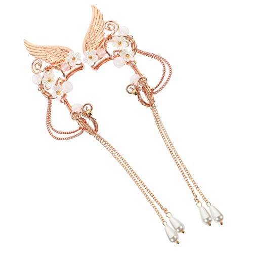 VALICLUD Perlen Ohrringe Damen Ohrclips Ohrmuschel Schmuck Ohrhänger mit Quaste Roségold Non Piercing Ohrklemmen für Party Hochzeit Alltag von VALICLUD