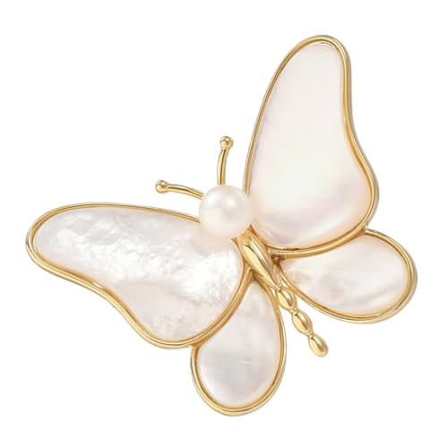 VALICLUD Perlenbesetzte Schmetterlingsbrosche aus Muschelaluminium Modischer Ansteckpin für Damenkleidung Vielseitiges Accessoire für Kleider Mäntel und Hüte Leichter Schmuck für Outfits von VALICLUD