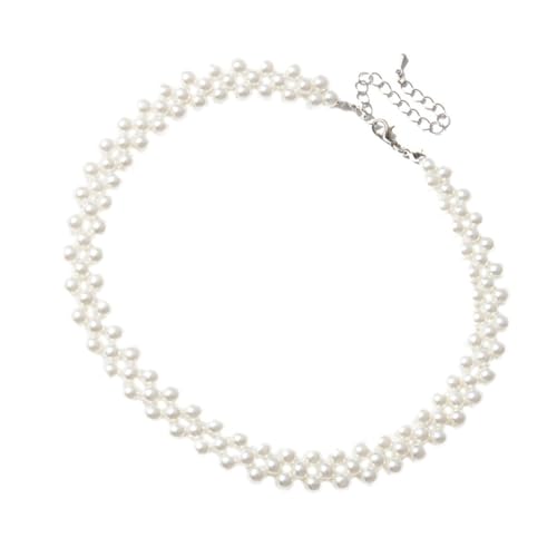 VALICLUD Perlenkette Damen Handgefertigt Modisch Einfach Schmuck Clavicle Chain Weiß Halskette Für Frauen Alltag Valentinstag von VALICLUD