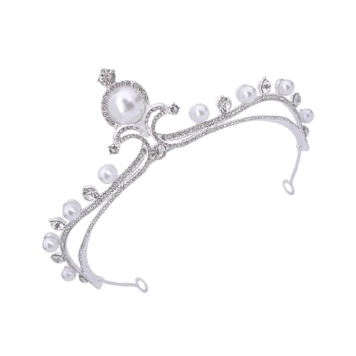 VALICLUD Perlenkrone Tiara mit Funkelnden Strasssteinen Braut Haarreif für Hochzeit und Party Langlebiges Bequemes Diadem für Braut und Festliche Anlässe von VALICLUD
