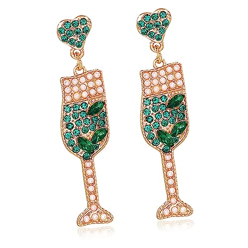 VALICLUD Perlenohrringe Damen Weinflaschen Design mit Funkelnden Strasssteinen Leichter Ohrstecker für Party Hochzeit Festival und Alltag Modisches Schmuck Accessoire für Frauen von VALICLUD