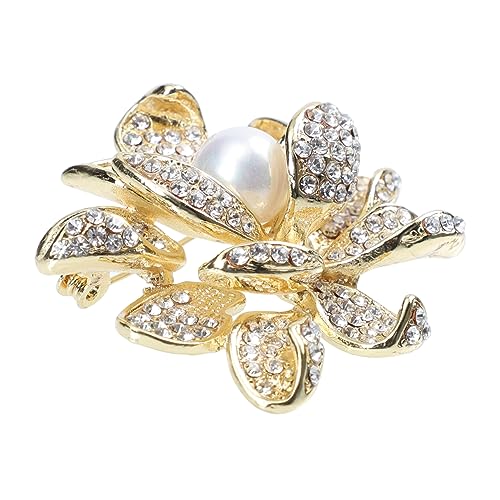 VALICLUD Perllotus Perlenkorsage Brosche Bekleidungszubehör Lotus-brosche Lotus-corsage Kleid Für Hochzeitsgast Hochzeitskleid Perle Lotus Corsage Legierung Golden von VALICLUD