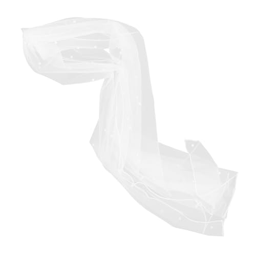 VALICLUD Perlmutt-Mesh-Schal Schleier mit Perlen Hochzeitsschleier für Bräute Hochzeitsschleier lang Brautschleier für die Hochzeit Brauthaarschleier Perlschleier Gittergewebe Weiß von VALICLUD