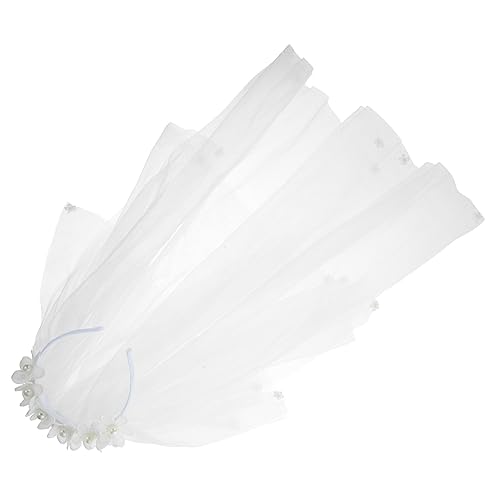 VALICLUD Perlschleifstirnband Gemeinschaft Mädchen Hochzeitsquote Perlenschleier Perlenstifte Bobby mit Schleier Haarperlen Junggesellin erste elastisch Haarzubehör haarschmuck Weiß von VALICLUD