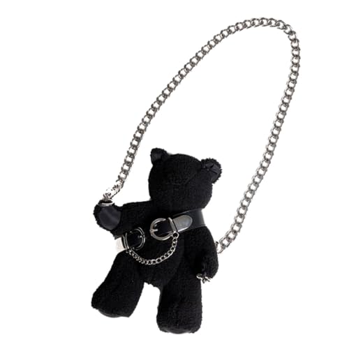VALICLUD Plüsch Bären Schultertasche Klein Damen Umhängetasche Kuscheliges Cartoon Design Abnehmbare Kette Multifunktionale Crossbody Tasche Niedliche Fellhandtasche von VALICLUD