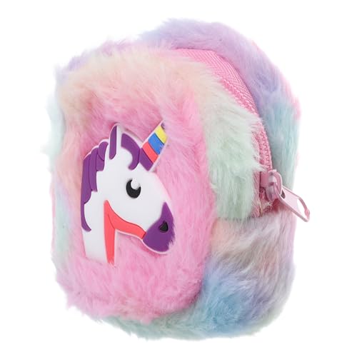 VALICLUD Plüsch Einhorn Geldbörse Für Frauen Cartoon Reißverschluss Münztasche Schlüsselanhänger Für Münzen Lippenstift Und Kleine Gegenstände Kompaktes Design Für Unterwegs von VALICLUD