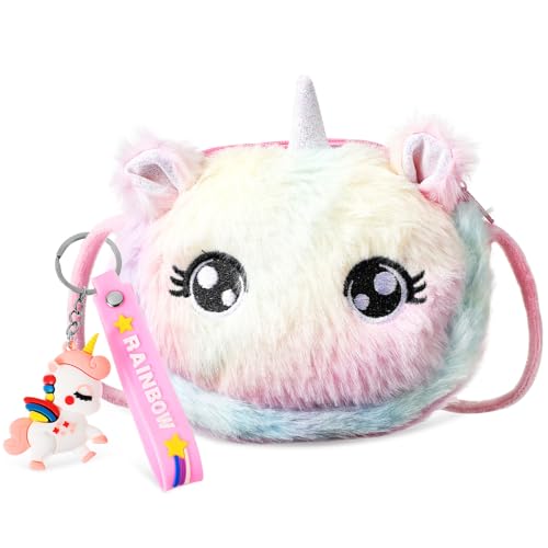 VALICLUD Plüsch-Einhorn-Geldbörse für Mädchen Pelzige Einhorn-Taschen für Mädchen Tasche Kawaii-Einhorn-Geldbörse Münzgeldbörse für Mädchen Handtasche von VALICLUD