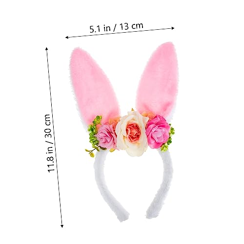 VALICLUD Plüsch Hasenohren Haarreif mit Blumen Weich und Strapazierfähig Süßes Stirnband für Mädchen Lebendige Farben Bequemes Tragen Modisches Party Accessoire von VALICLUD