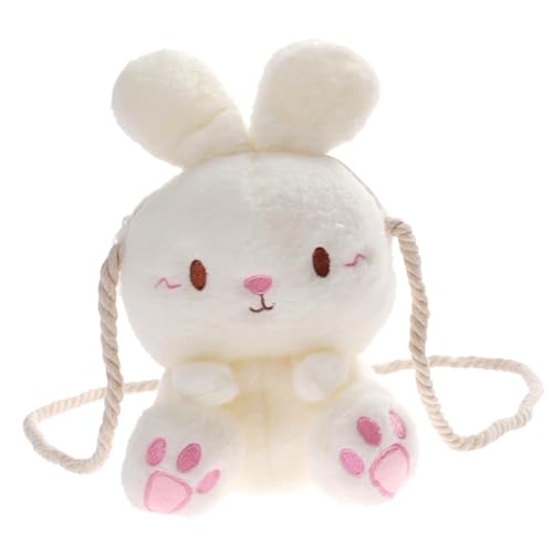 VALICLUD Plüsch Kaninchen Umhängetasche Damen Cartoon Crossbody Bag Weiß Leichte Schultertasche mit Passender Kapazität für Alltag Geschenkidee für Mädchen und Frauen zu Geburtstag oder von VALICLUD