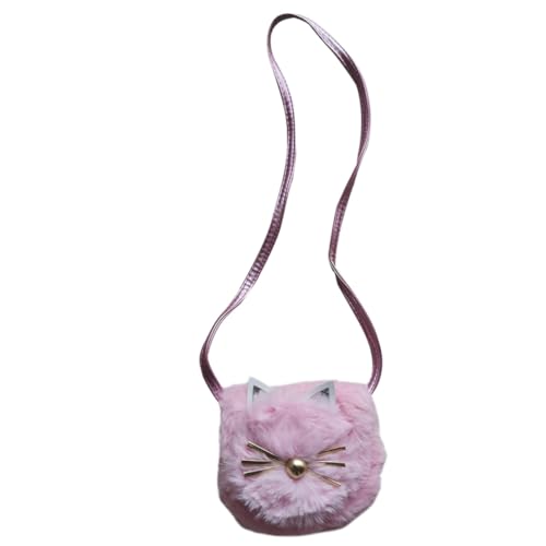 VALICLUD Plüsch Katze Umhängetasche Mädchen Schultertasche Flauschige Crossbody Bag Verstellbar Niedlich Rosa für Alltag Party Geschenk Weihnachten von VALICLUD