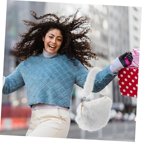 VALICLUD Plüsch Kleine Quadratische Umhängetasche Damen Kuschelig Warm Crossbody Bag Modisch Vielseitig für Shopping Arbeit Winter Weiß von VALICLUD