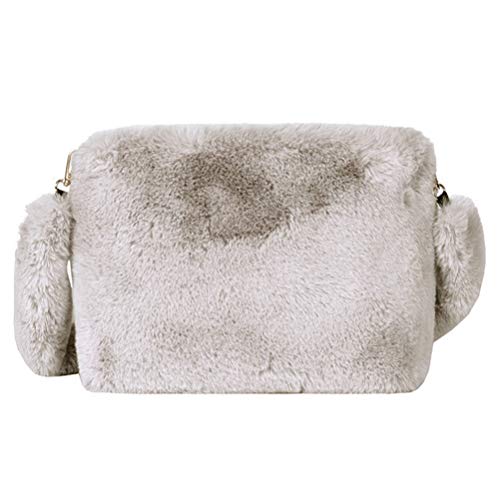 VALICLUD Plüsch Schultertasche Grau - Große Kapazität Umhängetasche Für Damen Ideal Für Alltag Einkaufen Und Ausgehen Leicht Und Stylisch Perfektes Geschenk von VALICLUD