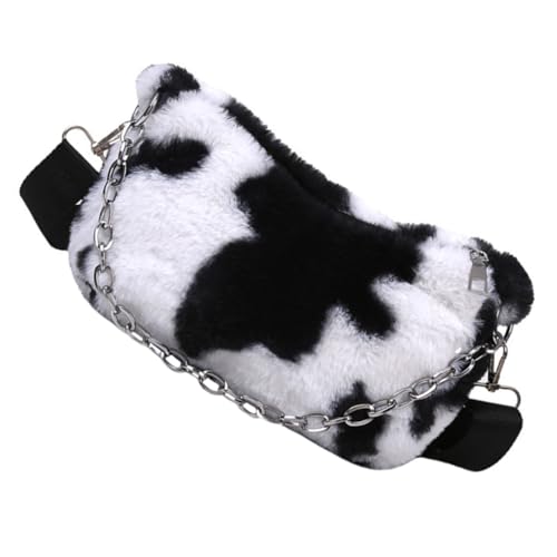 VALICLUD Plüsch Schultertasche Damen Kuh Muster Große Kapazität Messenger Handtasche Weiche Tragetasche für Alltag Reisen Shopping Langlebig und Geräumig Stilvolle Storage Pouch von VALICLUD