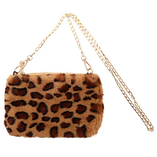 VALICLUD Plüschtasche Umhängetasche Schultertasche Mädchen-Geldbörse flauschige Tragetasche Geldbörsen Crossbody Wickeltasche Handtasche kinder Leopardenmuster Münzbeutel Taschen Polyester von VALICLUD