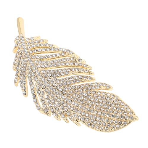 VALICLUD Plume Brooch Für Damen Elegante Und Stilvolle Feder Brosche Mit Strass Hochwertiges Modisches Accessoire Für Kleidung Und Anzüge Goldfarbener Anstecker Für Jeden Anlass von VALICLUD