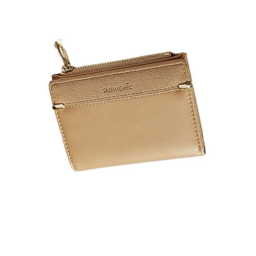 VALICLUD Portable Damen Geldbörse Pu Mit Reißverschluss Multifunktionale Kleine Geldtasche Milchtee-Farbe Für Karten Und Münzen Leicht Und Tragbar Für Unterwegs von VALICLUD