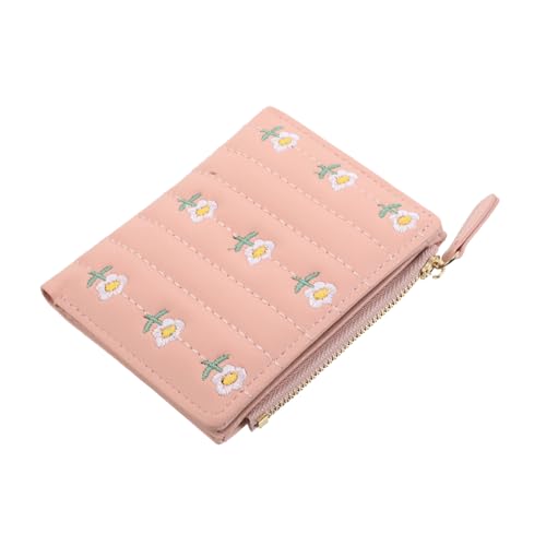 VALICLUD Portemonnaie Damen Kurz Zweifach Gefaltetes Geldbörse mit Floraler Stickerei PU Sanft Kompakt Kartenetui Münzfach Minimalistisch Für Alltag und Kleine Taschen von VALICLUD