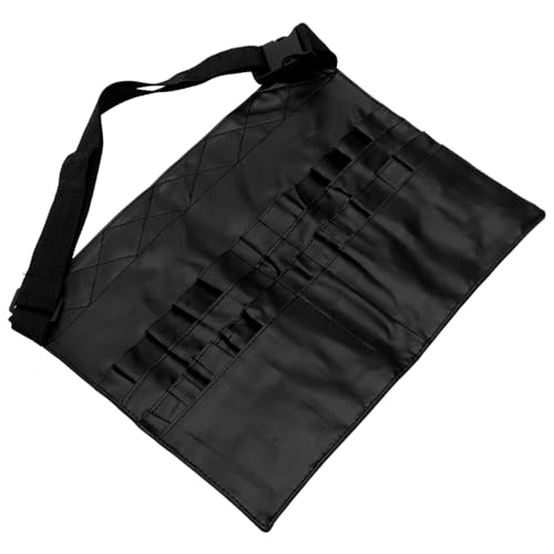 VALICLUD Professionelle Make Up Pinsel Waist Apron Tasche Wasserabweisend Strapazierfähig PU Leder Kosmetiktasche für Visagisten mit Fächern Schwarz Handgefertigt Makeup Organizer Gürtel von VALICLUD