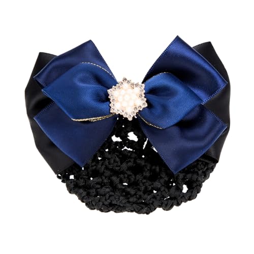 VALICLUD Professionelles Haarnetz mit Perlen und Schleifen Design Langlebiger Dutt Haarclip für Damen Feines Mesh Haarnetz für Büro und Festliche Anlässe Elegant und Stilvoll Blau Goldenes von VALICLUD
