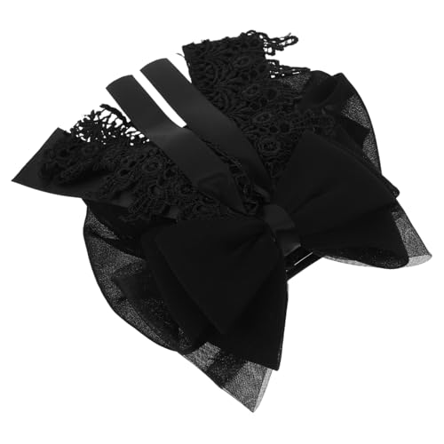 VALICLUD Professionelles Haarnetz mit Schleifendekor Elastische French Barrette mit Netz Leichter Haarklammer für Ordentliches Dutt-styling Komfortabel für Damen im Arbeitsumfeld Schwarz von VALICLUD