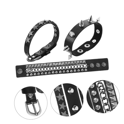 VALICLUD Multilayer Punk Fake Leather Armband Für Herren Und Damen Distinctive Gothic Manschette Mit Nieten Stilvolles Accessoire Für Rocker-outfits Und Partys Langlebig Und Komfortabel von VALICLUD