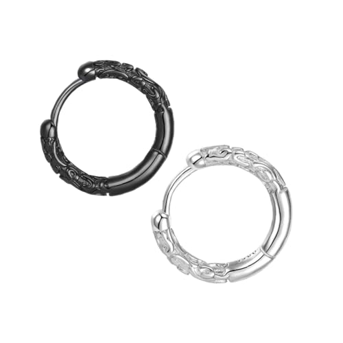 VALICLUD Punk Style Herren Ohrstecker Metall Ohrringe Rund Hip hop Ear's Decor Modeschmuck Silber Schwarz Robust und Komfortabel für Alltag und Party von VALICLUD