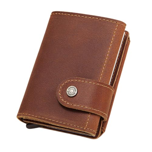 VALICLUD RFID Schutz Herren Geldbörse aus echtem Material mit Münzfach Kompakte Vintage Kreditkartenetui für Business und Alltag Praktisches Portemonnaie für Männer Braunes Kartenetui von VALICLUD