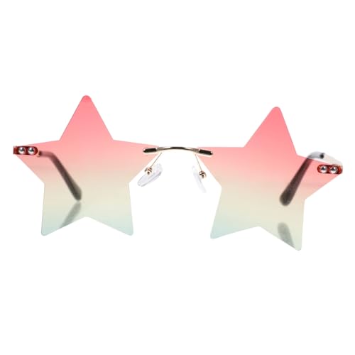 VALICLUD Randlose Damen Sonnenbrille Vintage Stil Uv Schutz Partybrille Farbige Gläser Rot Gelb Grün Ergonomisch Geschwungenes Gestell Leicht und für Festivals und Urlaub von VALICLUD