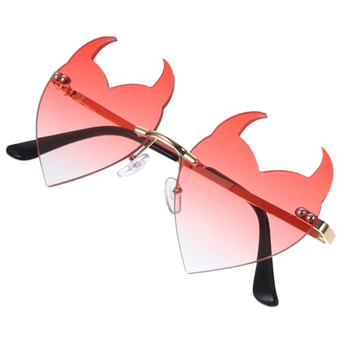 VALICLUD Randlose Herzförmige Hornoptik Sonnenbrille Damen Herren Lustige Partybrille Trendige Unregelmäßige Sonnenbrille für Urlaub Straßenfotos VALICLUD Randlose Herzförmige Hornoptik Sonnenbrille Damen Herren Lustige Partybrille Trendige Unregelmäßige Sonnenbrille für Urlaub Straßenfotos von VALICLUD