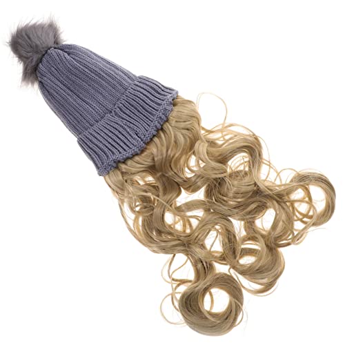 VALICLUD Realistische Haarmütze für Damen Lange Lockige Perücke mit Angenähtem Hut Atmungsaktiv und Gemütlich für Winter Perfektes Haaraccessoire für Einen Stilvollen Look von VALICLUD