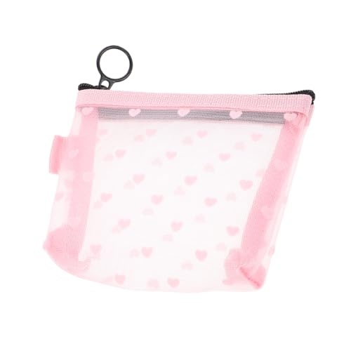 VALICLUD Reise Kosmetikbeutel Mit Herzmotiv Transparente Mesh Make-up Tasche Für Lippenstifte Kleine Utensilien Und Toilettenartikel Praktischer Organizer Für Frauen Leicht Und Tragbar von VALICLUD