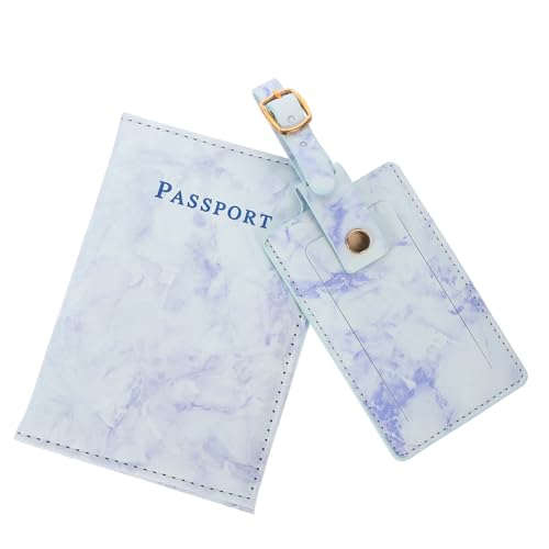 VALICLUD Reisepasshülle Mit Kofferanhänger Pu- Elegantes Marmormuster Großes Fassungsvermögen Für Damen Und Herren Praktischer Reisepassschutz Und Gepäcketikett Für Reisen von VALICLUD