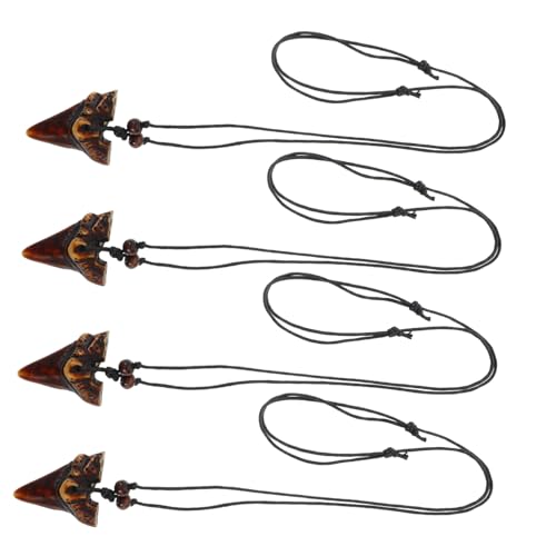 VALICLUD Resin Haifischzahn Halskette mit Geschnitzten Holzperlen Verstellbares Surfer Schmuckstück für Männer und Frauen Strand Surfing Accessoire in Dunkelbraun von VALICLUD