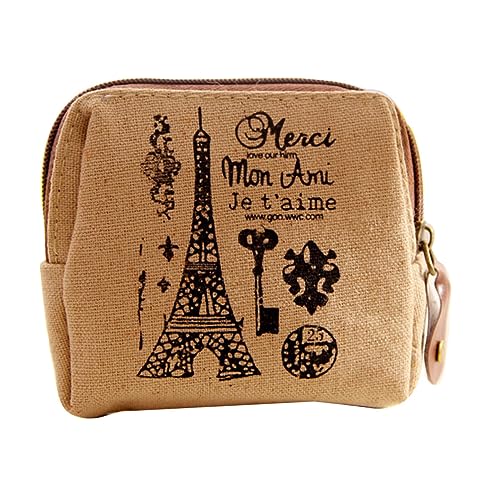 VALICLUD Retro Canvas Münzgeldbörse Mit Reißverschluss Kleiner Handtaschen Organizer Für Kosmetik Schlüssel Und Karten Geschenkidee Für Damen Und Mädchen von VALICLUD