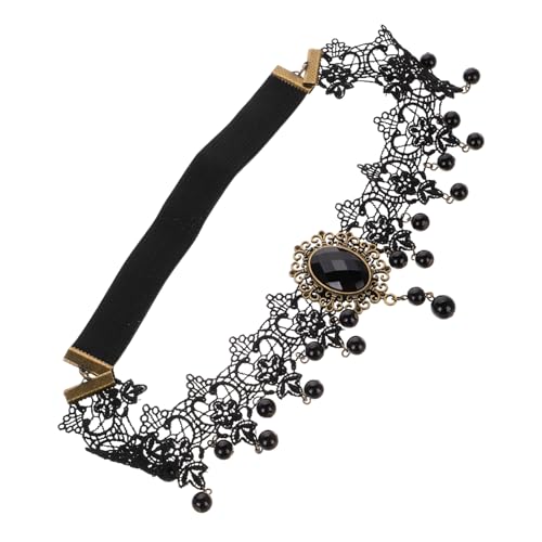 VALICLUD Retro Gothic Haarschmuck Für Charms Dunkles Halskette Mädchen Kette Kopfbedeckung Mode Goth Accessoires Halloween Tropfen Perlenband Frau Stoff von VALICLUD