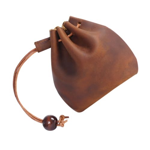 VALICLUD Vintage Münztasche Wechseltasche Kleine Geldbörse Münzbörse Schlüsseltasche Für Münzen Kleingeld Gefaltete Scheine Hellbraun von VALICLUD