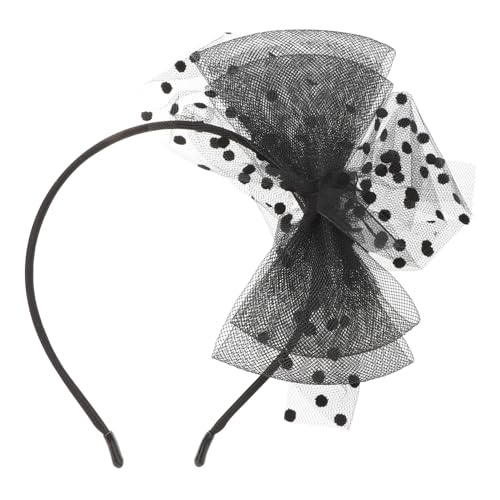 VALICLUD Retro Spitzen Haarreif mit Großer Schleife für Damen Modisches Netz Stirnband für Partys und Besondere Anlässe Schwarz von VALICLUD