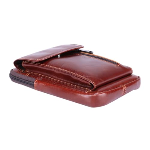 VALICLUD Retro Stil Herren Bauchtasche aus Strapazierfähigem Echtleder wasserdichte Cowhide Gürteltasche für Outdoor Sport Multifunktionale Telefon Tasche mit Komfortablem Tragegefühl von VALICLUD