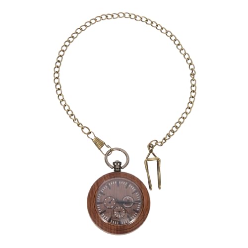VALICLUD Retro Stil Holz Taschenuhr mit Kette Vintage Anhänger Uhr aus Robustem Walnussholz Leichte Herren Taschenuhr zum Tragen und Dekorieren Praktische Analoge Uhr für Alltag und Party von VALICLUD