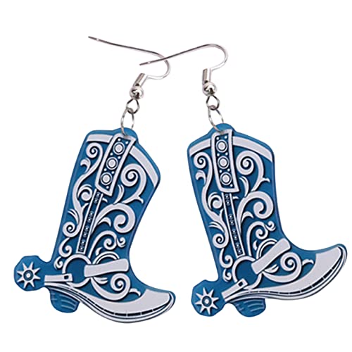 VALICLUD Retro Western Cowgirl Boot Ohrringe Damen Leichte Bequeme Ohrhänger mit Doppelseitigem Druck Modischer Western Schmuck für Frauen Stylisch und Auffällig Blau von VALICLUD