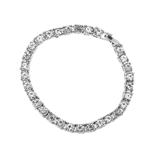 VALICLUD Rhinestone Armband Herren Hip Hop Stil Elegantes Strass Schmuckstück Silberfarbener Alloy Schmuck für Männer Modisches Wrist Decoration Accessoire von VALICLUD