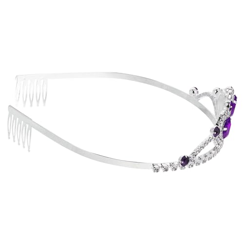 VALICLUD Rhinestone Brautkrone Tiara Haarreif Hochzeit Party Haarschmuck Damen Elegant Leicht und Stabil Tiefviolett von VALICLUD