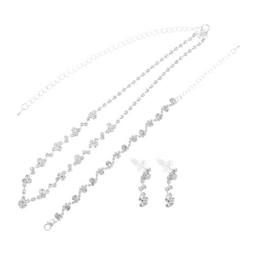 VALICLUD Rhinestone Brautschmuck Teilig mit Halskette Ohrringen Armband Eleganter Schmuck für Hochzeit Abendkleid Brautjungfern Vielseitig und Zeitlos Schick von VALICLUD