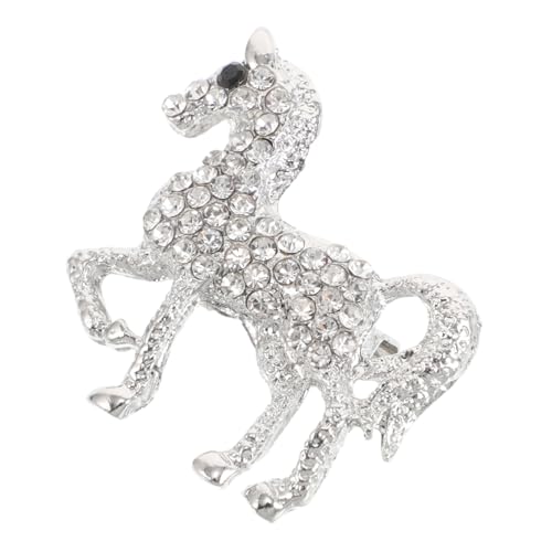 VALICLUD Rhinestone Pferd Brosche Robustem Zinklegierung Chinesischer Stil Anstecknadel für Damen und Herren Modisches Schmuckaccessoire für Kleidung Schals und Familiengeschenke Silber von VALICLUD