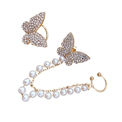 VALICLUD Rhinestone Schmetterling Ohrstecker Damen Ohrclip mit Funkelnden Strasssteinen Ohrmanschette Hautfreundlich Langlebig für Frauen und Mädchen von VALICLUD